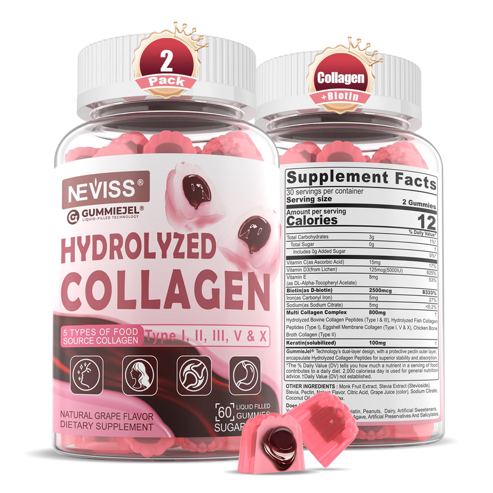Bottle of hydrolyzed collagen gummies with multi-type collagen