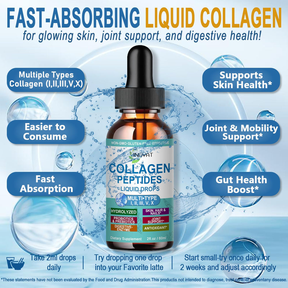 Hydrolyzed collagen liquid drops for fast absorption