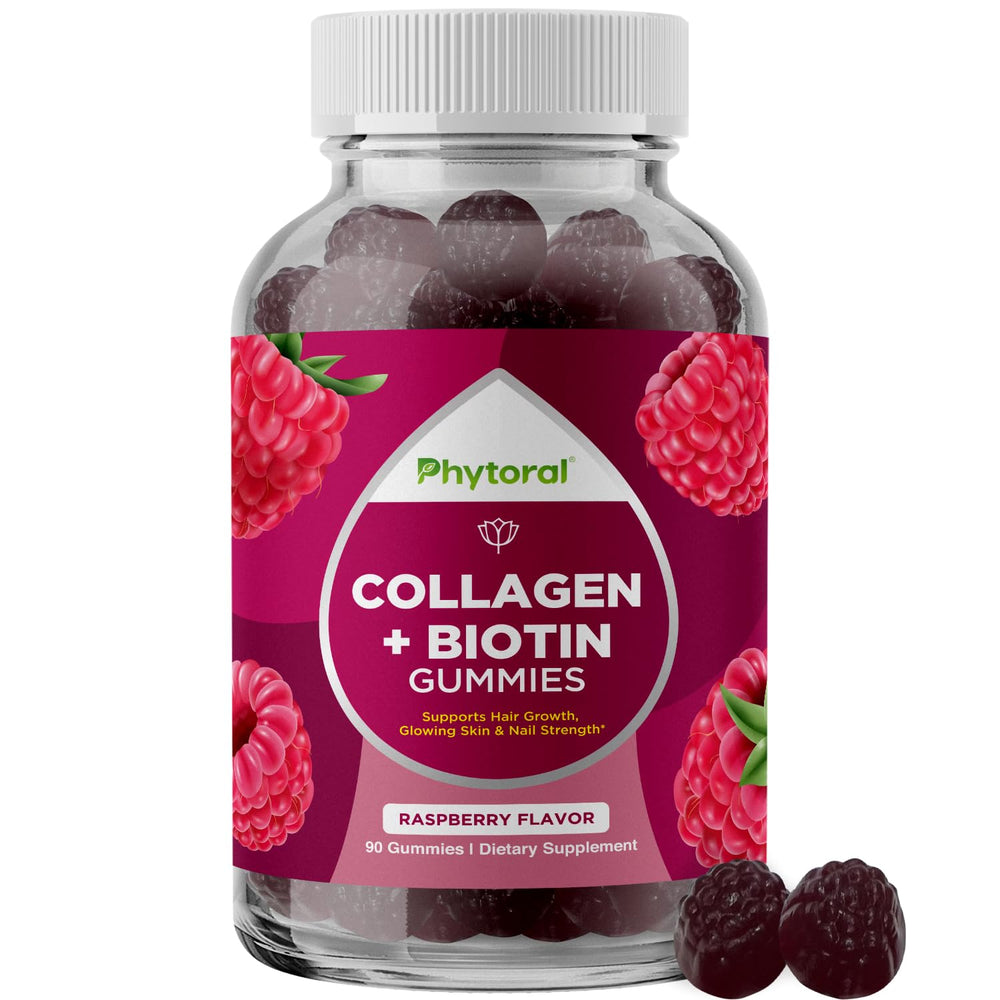 Front view of hydrolyzed collagen peptides with biotin gummies for women