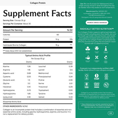 Back view of collagen powder bottle showing supplement facts