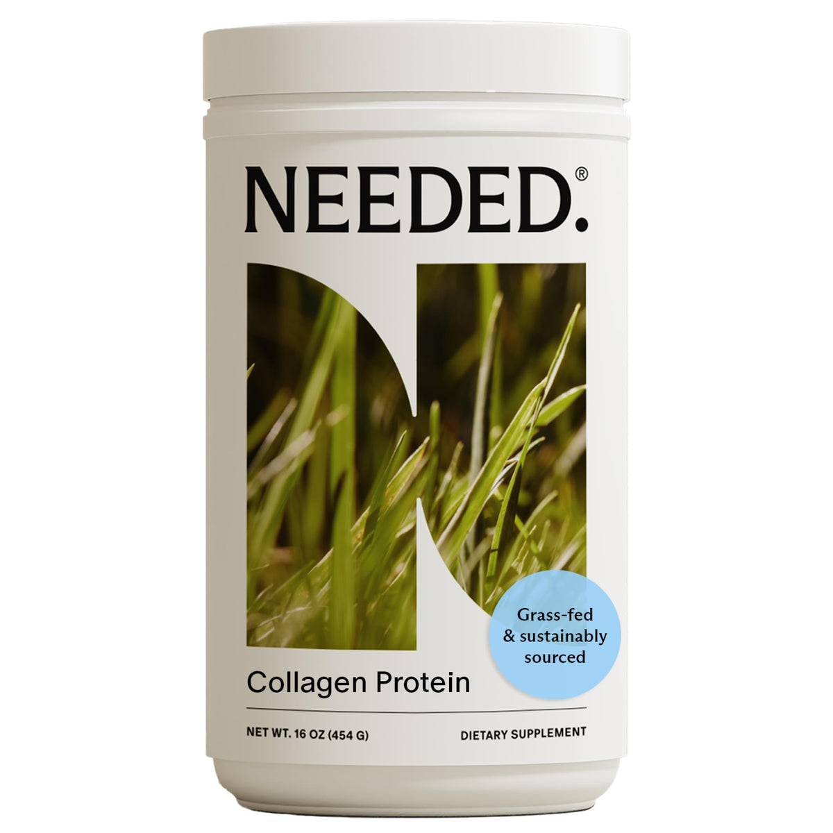 Front view of hydrolyzed collagen protein powder bottle, 1lb