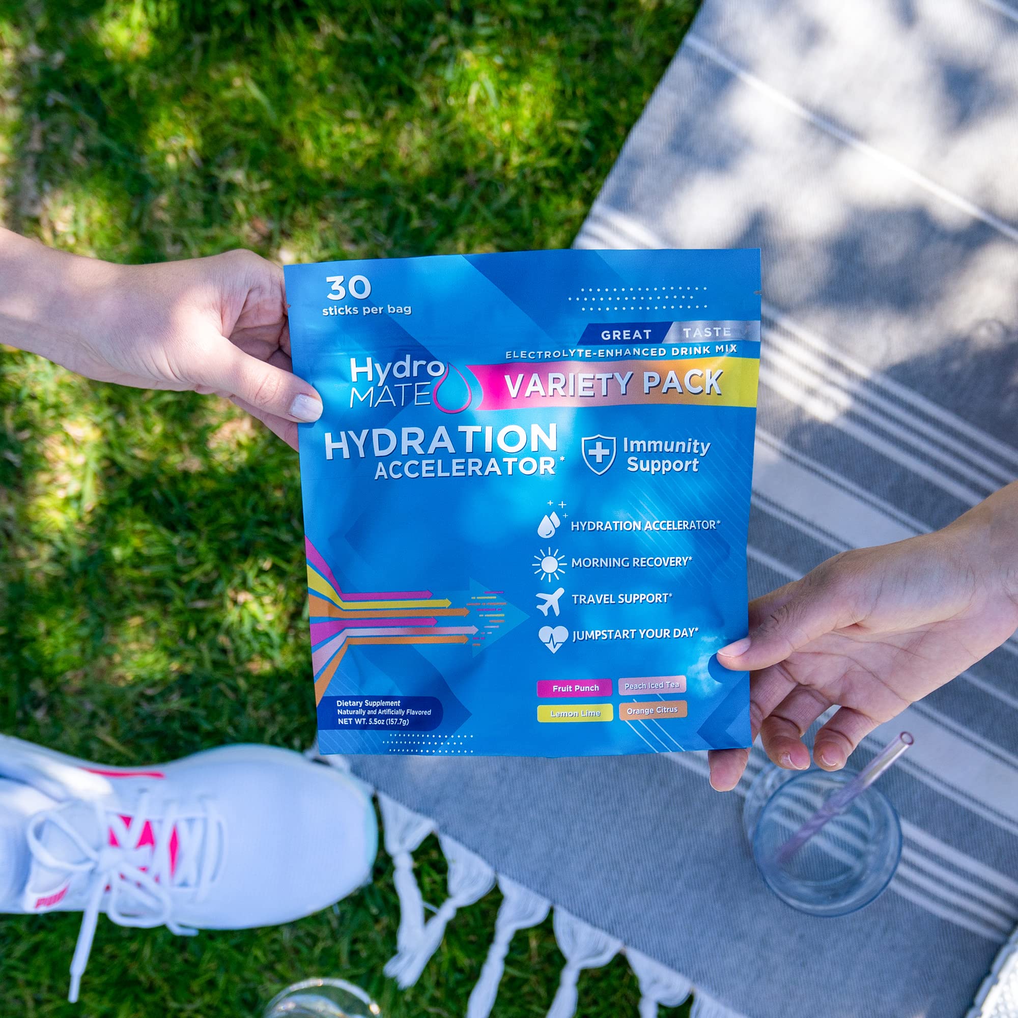 HydroMATE electrolyte powder packets for hydration