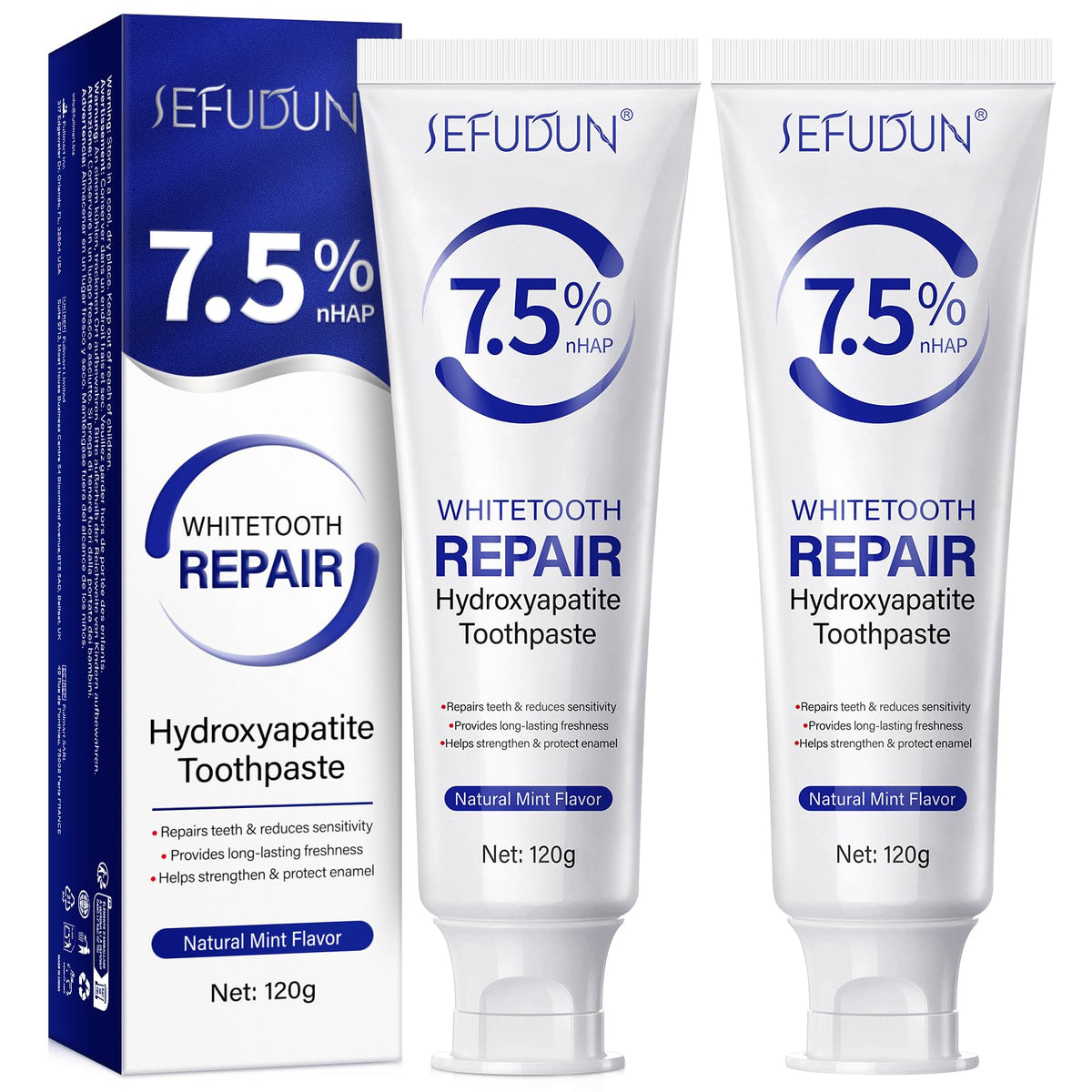 Packaging label for Hydroxyapatite Toothpaste 7.5%