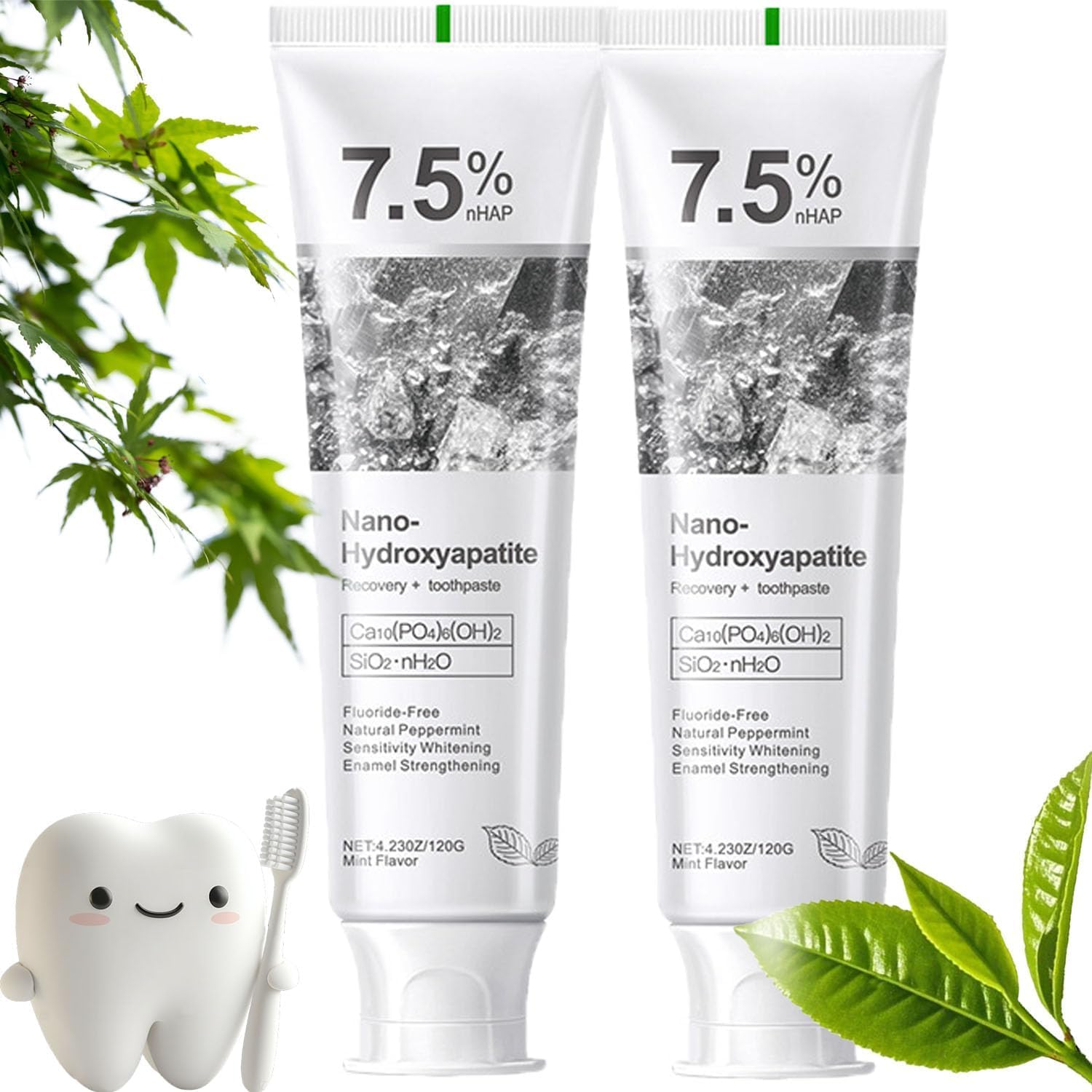 7.5% nano hydroxyapatite toothpaste tube label