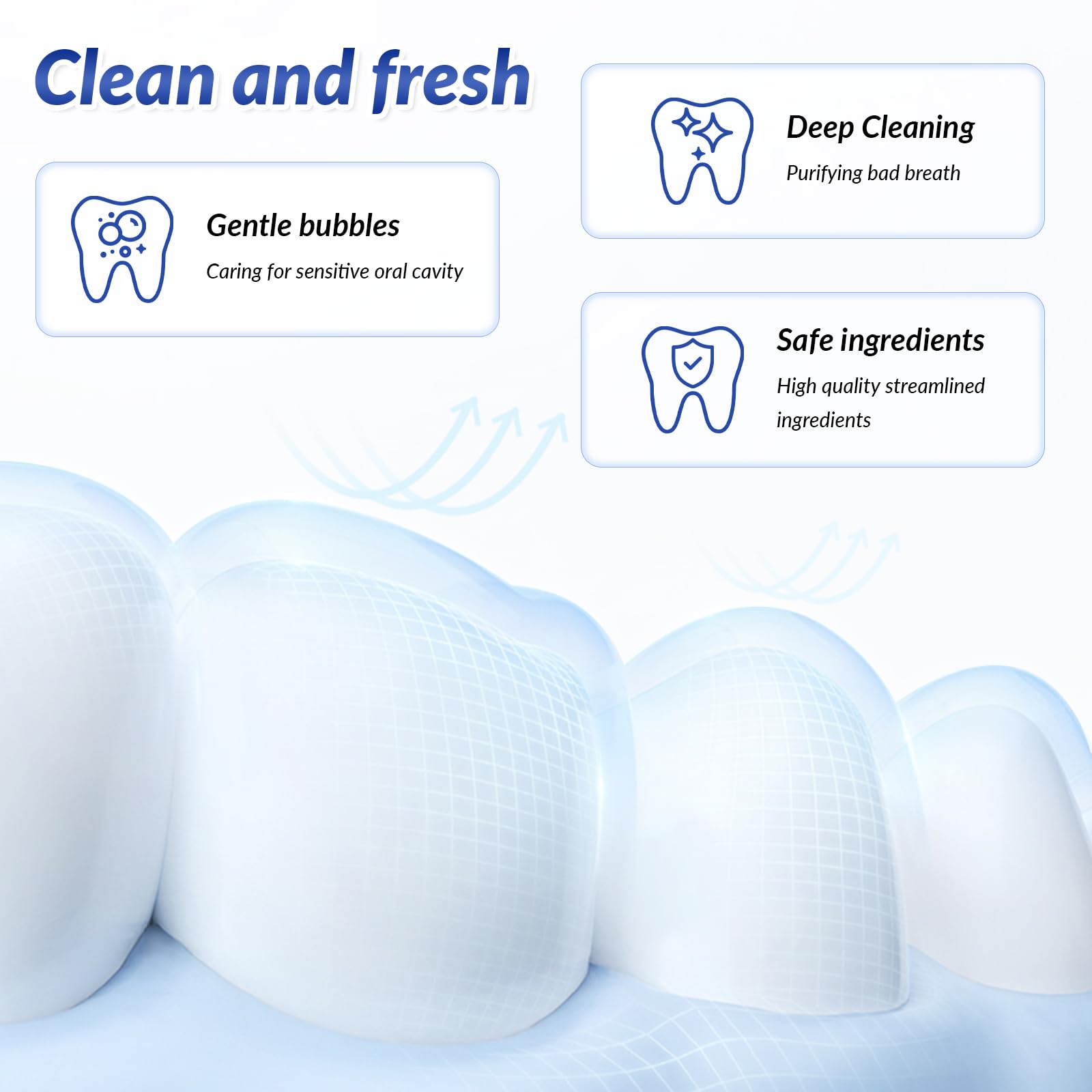 Gentle mint flavored toothpaste texture on bristles
