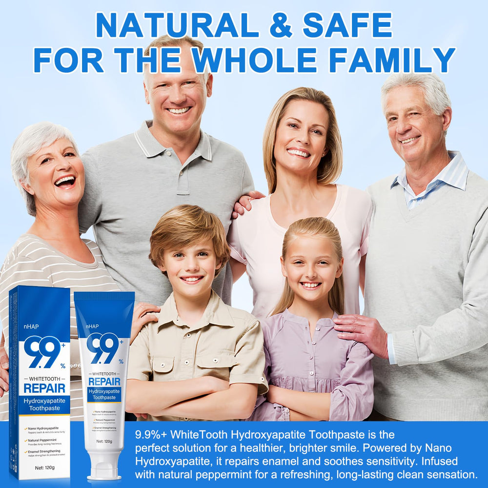 Bright white teeth after using hydroxyapatite toothpaste