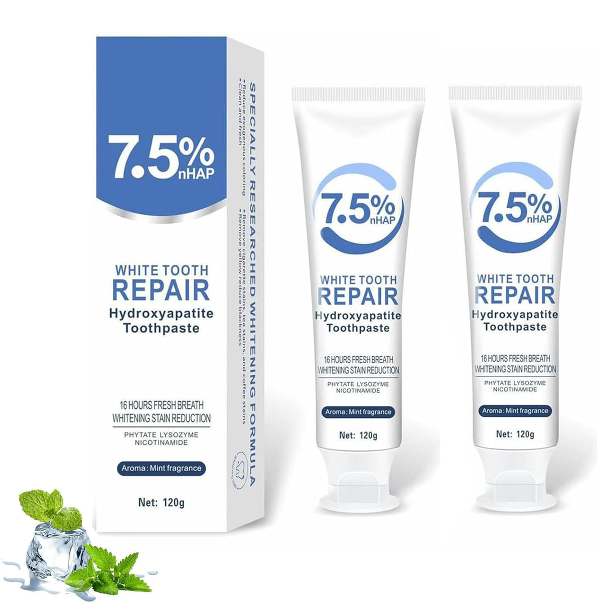 Hydroxyapatite toothpaste for enamel protection – 2-piece pack
