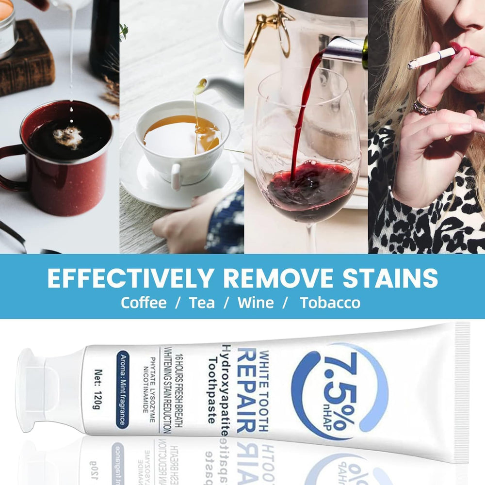 Illustration showing enamel protection with hydroxyapatite toothpaste