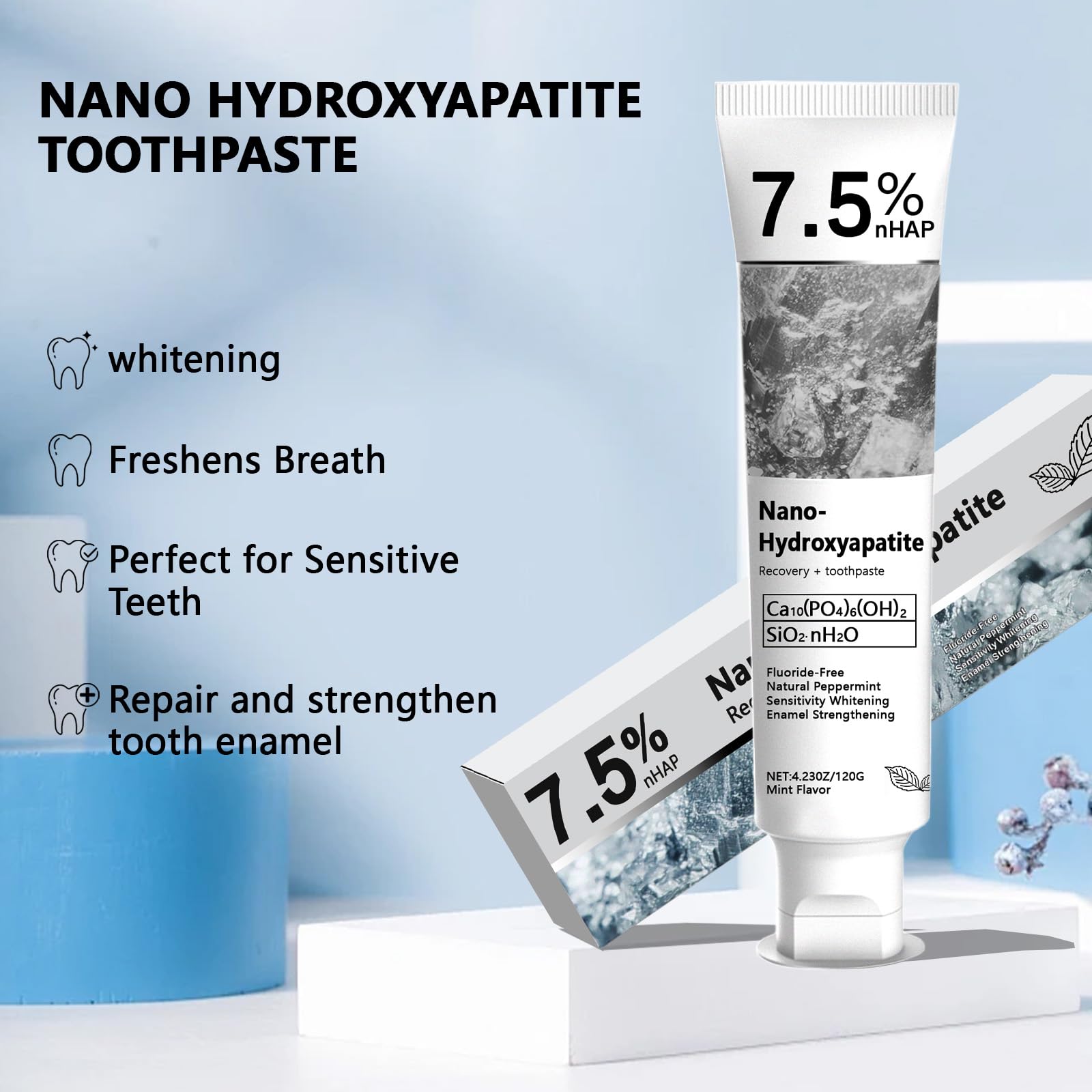 Enamel repair with hydroxyapatite toothpaste