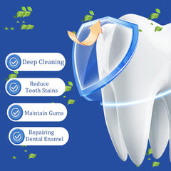 Close-up of packaging showing 7.5% hydroxyapatite enamel repair