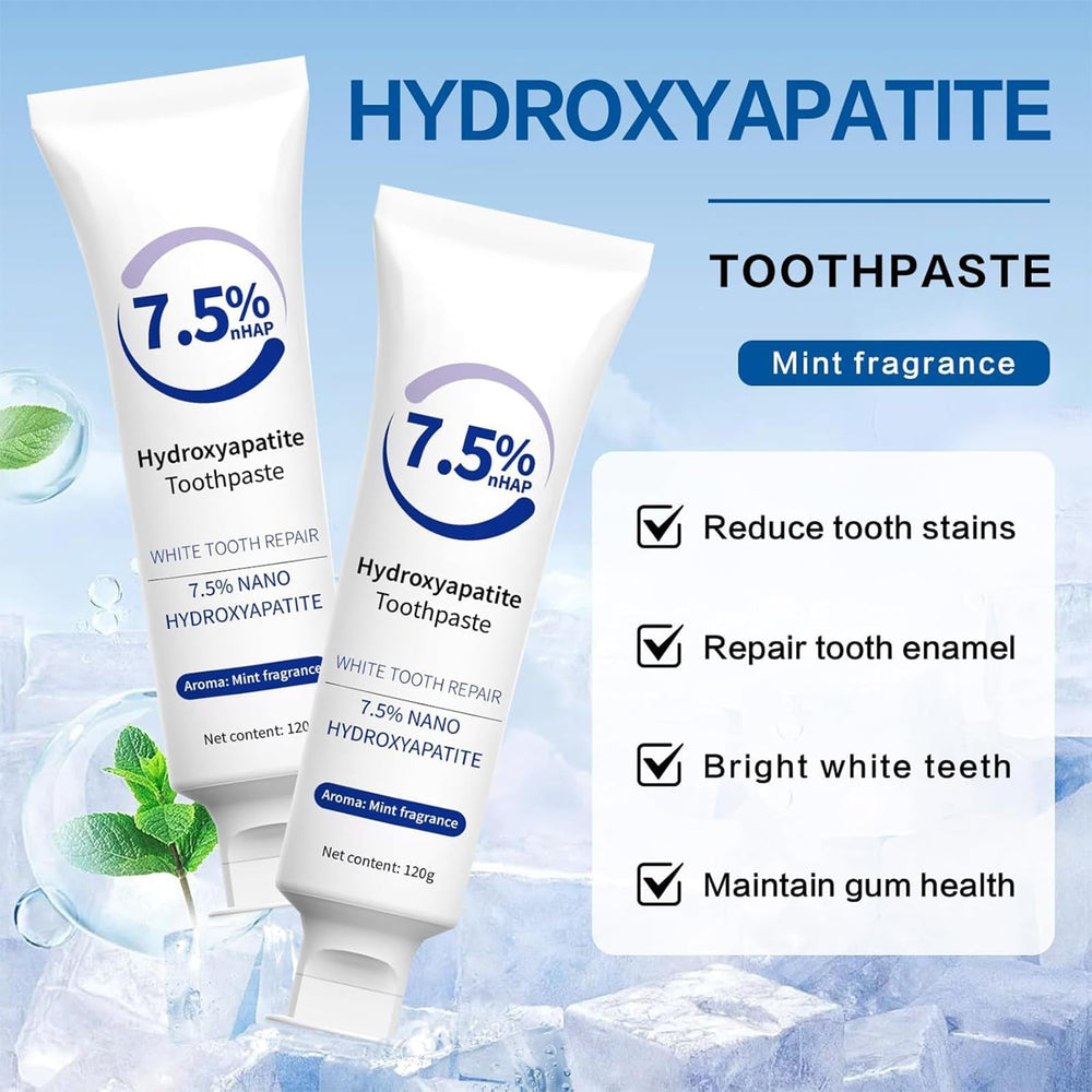 Texture close-up of hydroxyapatite toothpaste