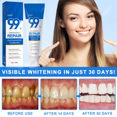 Tube of nano hydroxyapatite toothpaste on bathroom counter