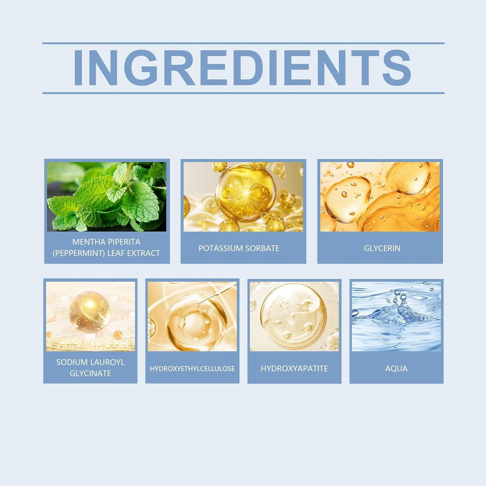 Enamel repair action graphic for hydroxyapatite toothpaste