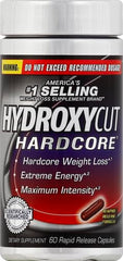 Hydroxycut Hardcore capsules spilling from bottle