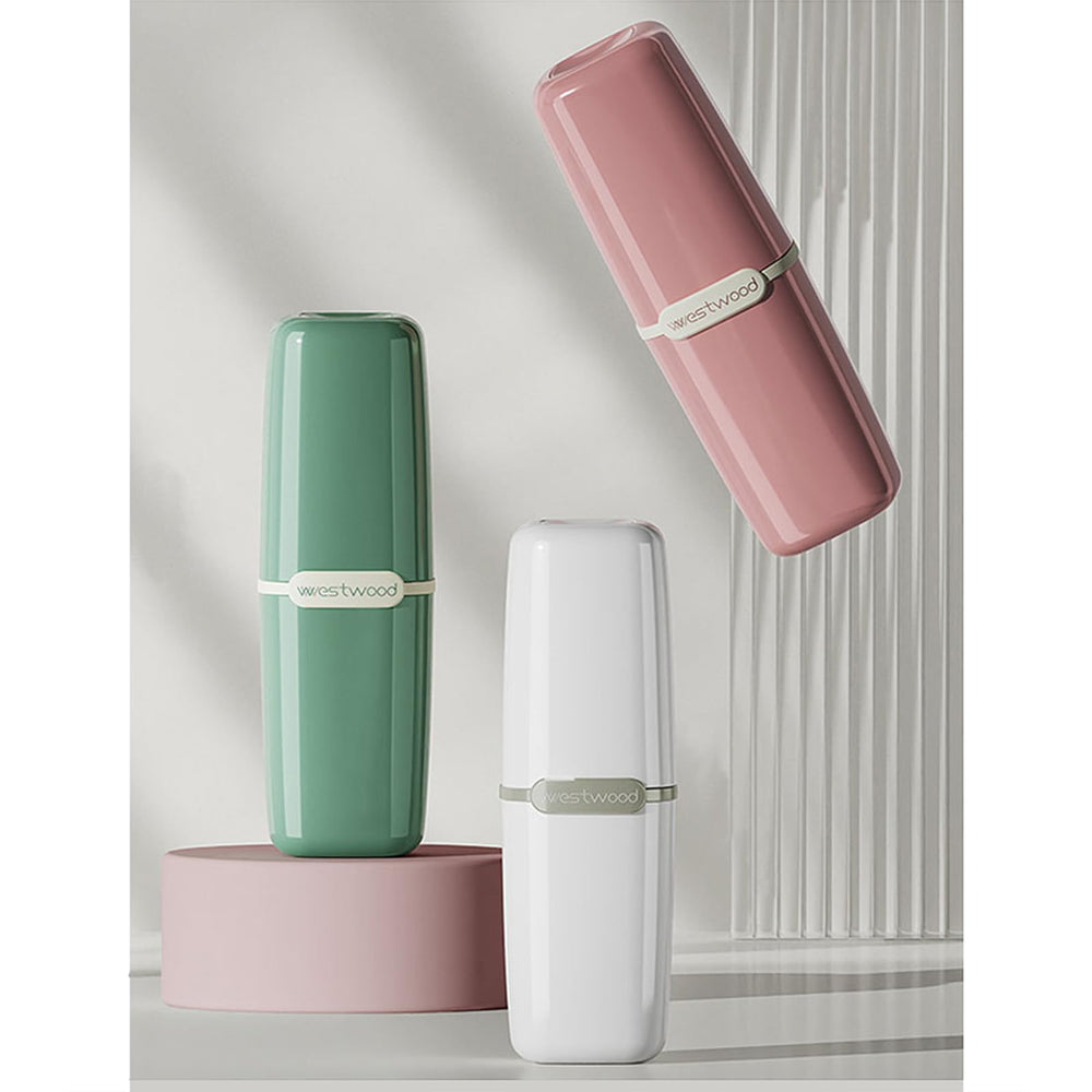 Toothbrush and toothpaste inside HyJeryty travel case