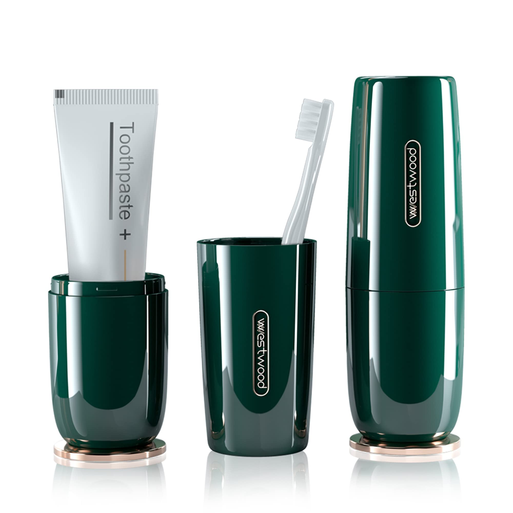 HyJeryty luxury green travel toothbrush case – front view