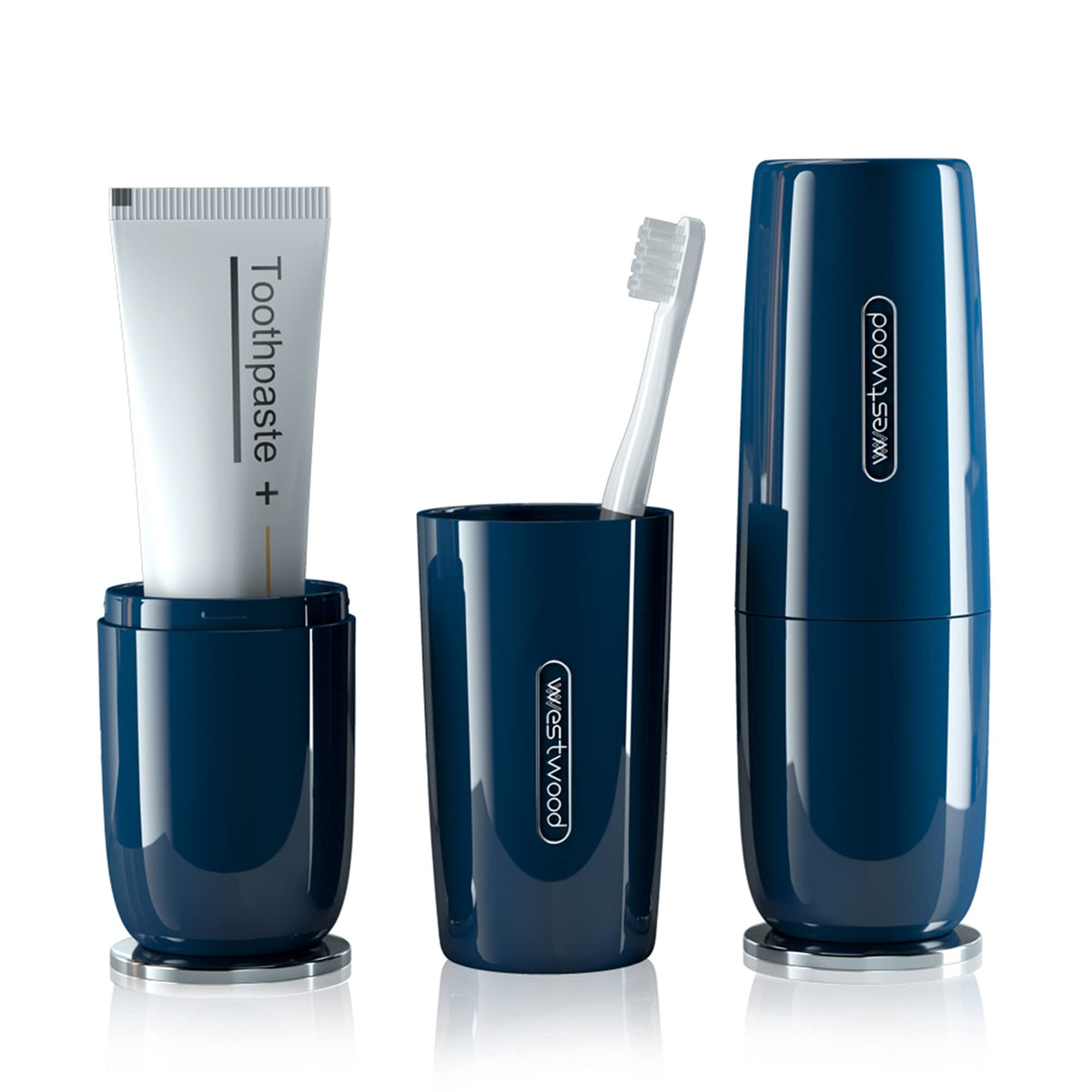 HyJeryty luxury blue toothbrush travel case with glossy finish