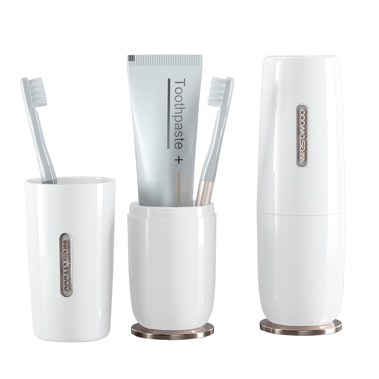 HyJeryty luxury white toothbrush travel case front view with mirror-like finish