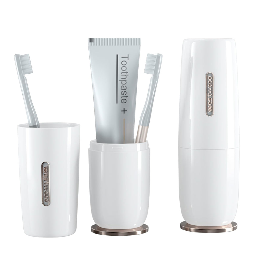 HyJeryty luxury white toothbrush travel case front view with mirror-like finish