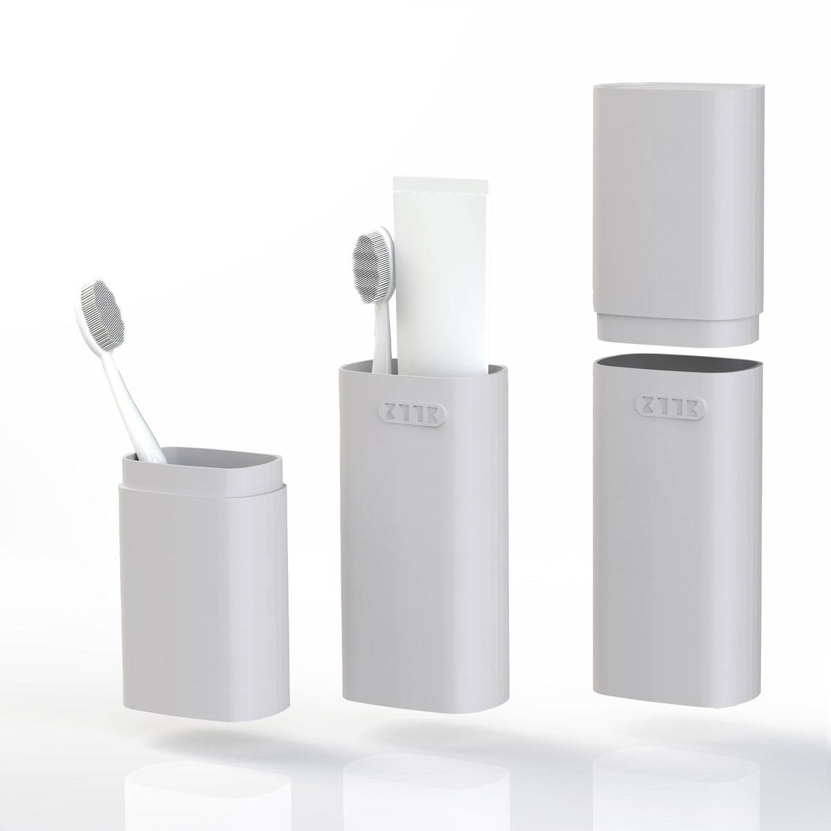 HyJeryty ventilated compact grey toothbrush travel case - closed with lid