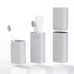 HyJeryty ventilated compact grey toothbrush travel case - closed with lid