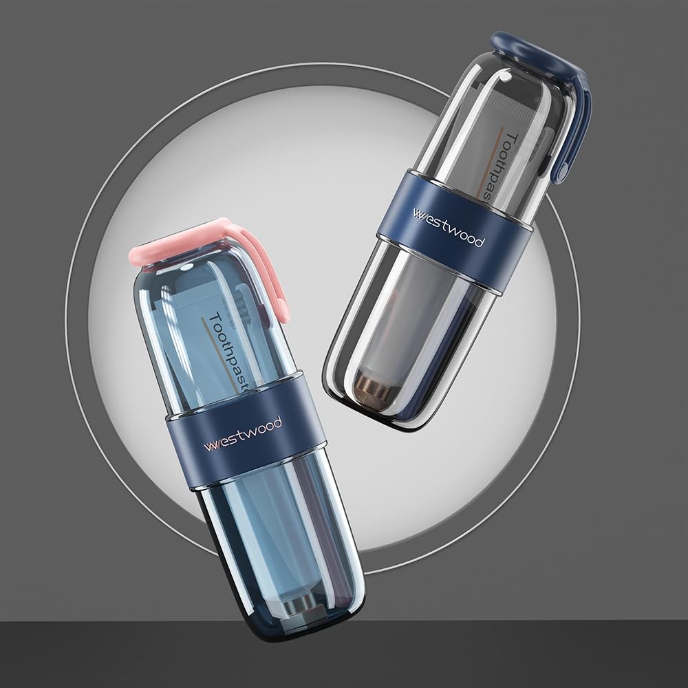 Top half doubles as cup on HyJeryty travel toothbrush holder