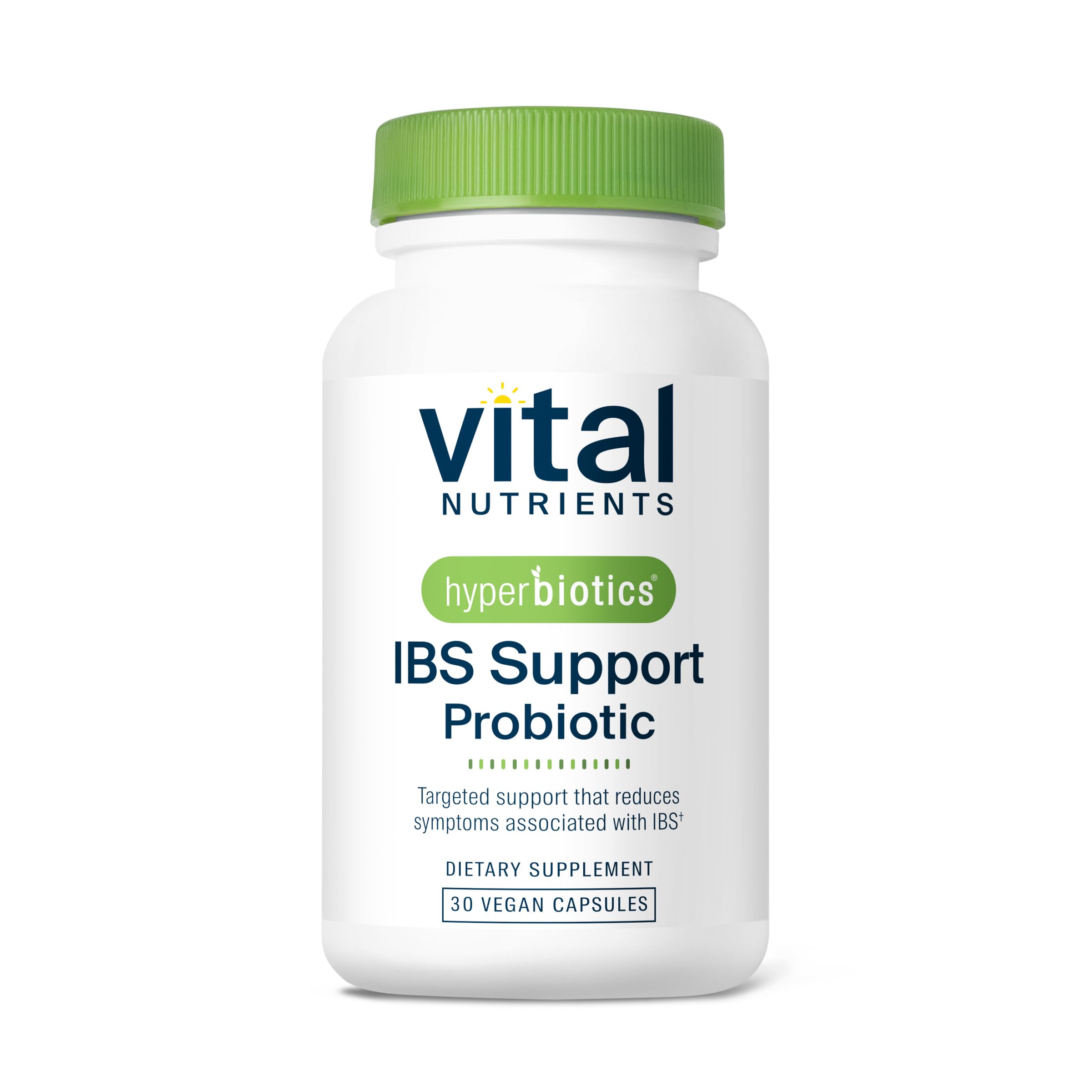 Hyperbiotics Vital Nutrients IBS Probiotic bottle on shelf