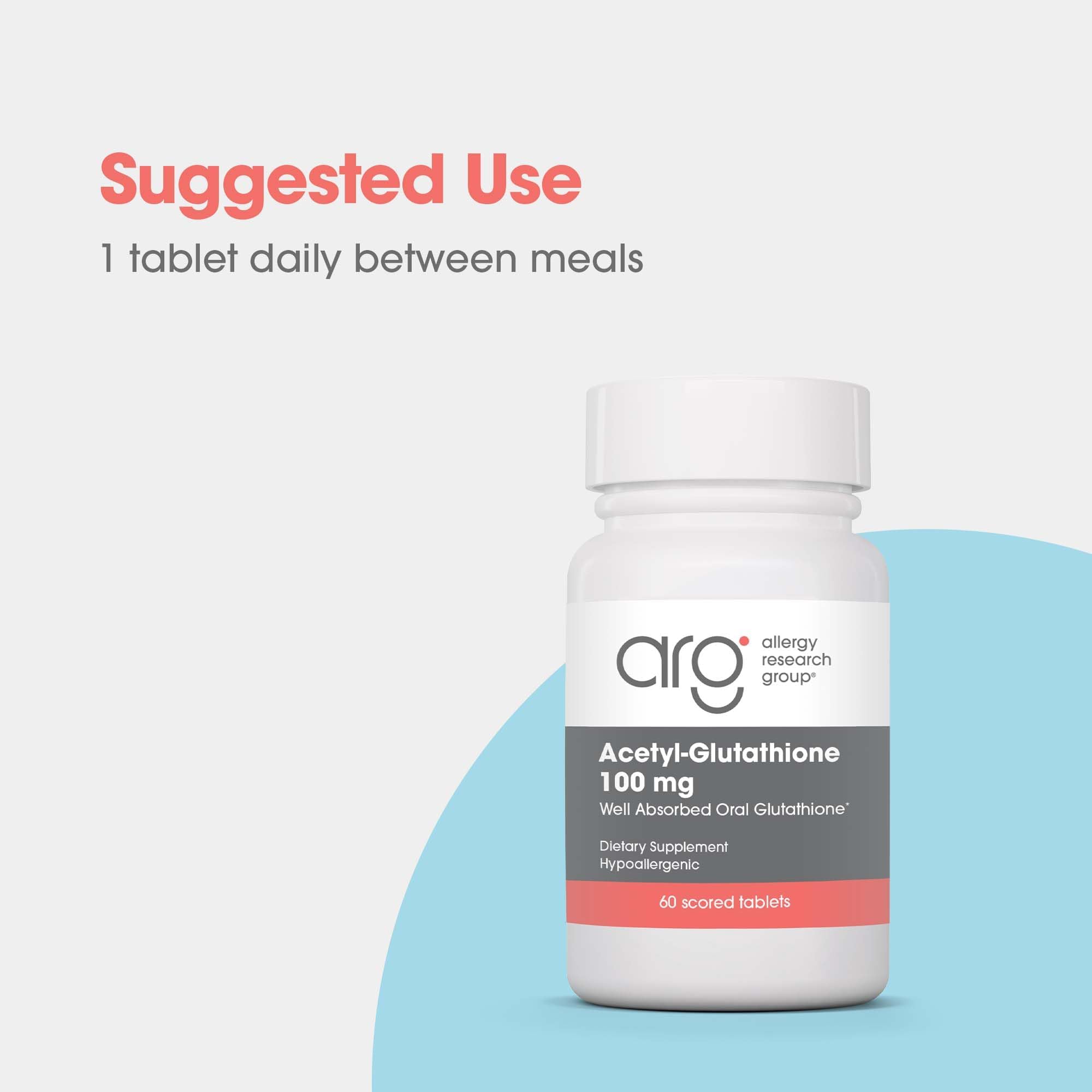 Doctor-developed, hypoallergenic glutathione supplement bottle by Allergy Research Group