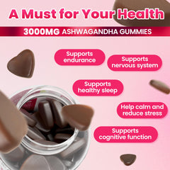 Strawberry flavored Ashwagandha gummies in bottle