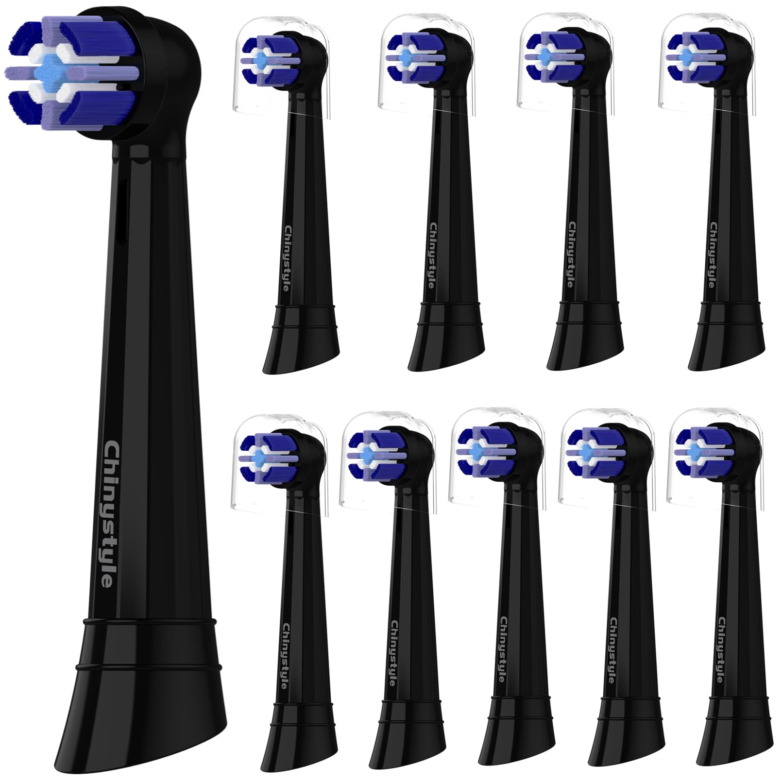 Black 10-pack iO toothbrush replacement heads overview