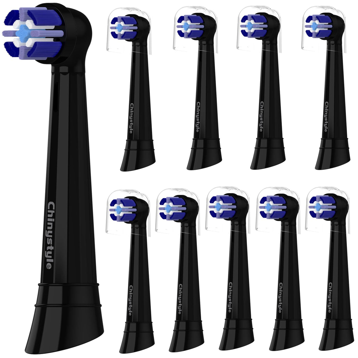 Black 10-pack iO toothbrush replacement heads overview