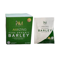 Packaging of IAM Amazing Pure Organic Barley Powder Drink Barley Green Natural Blend