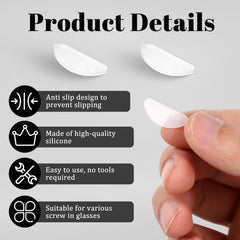 D-shaped silicone nose pad for glasses, size 2 cm by 1 cm