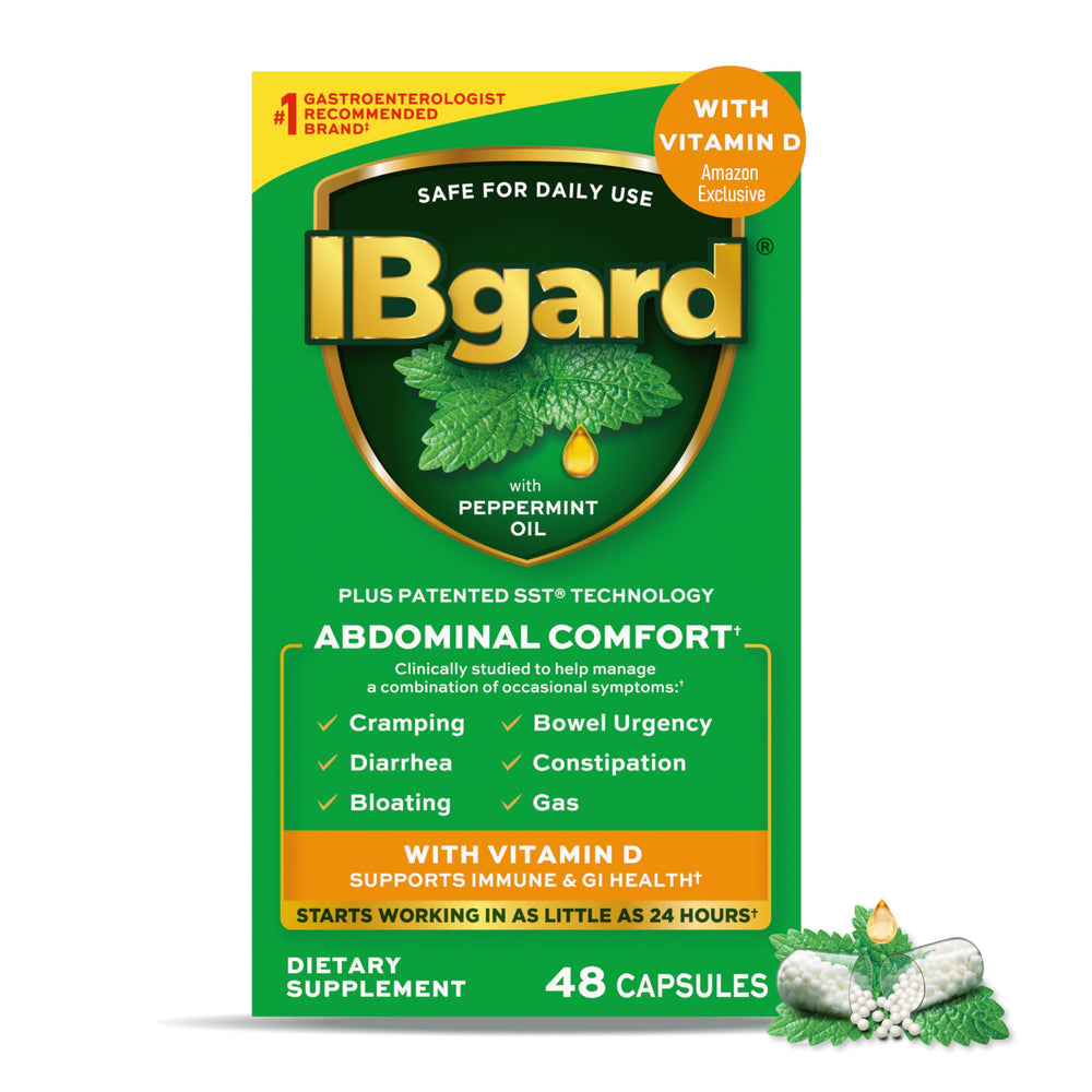 IBgard with Vitamin D Peppermint Oil Capsule bottle front