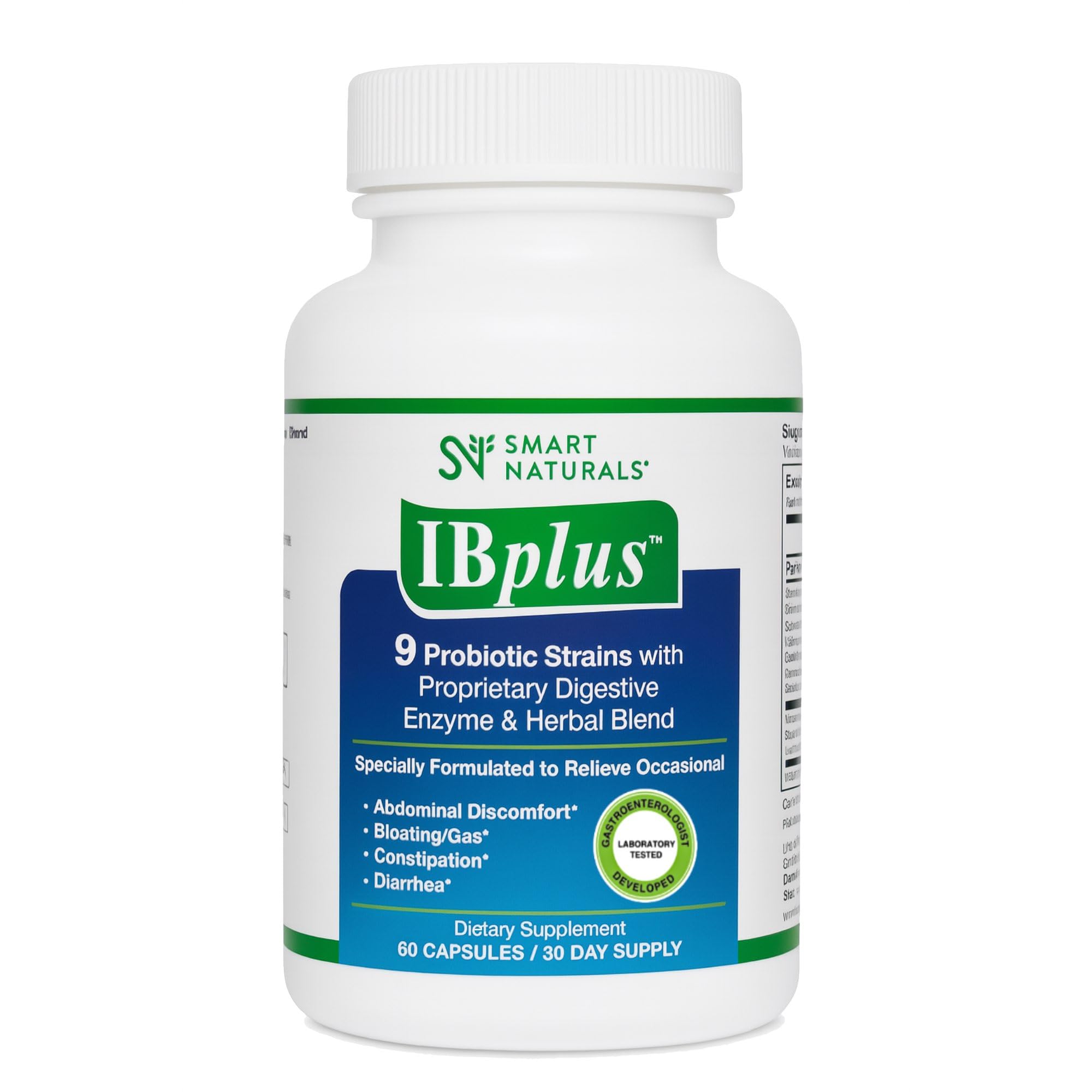 IBplus probiotic digestive enzyme herbal blend 60 capsules bottle front