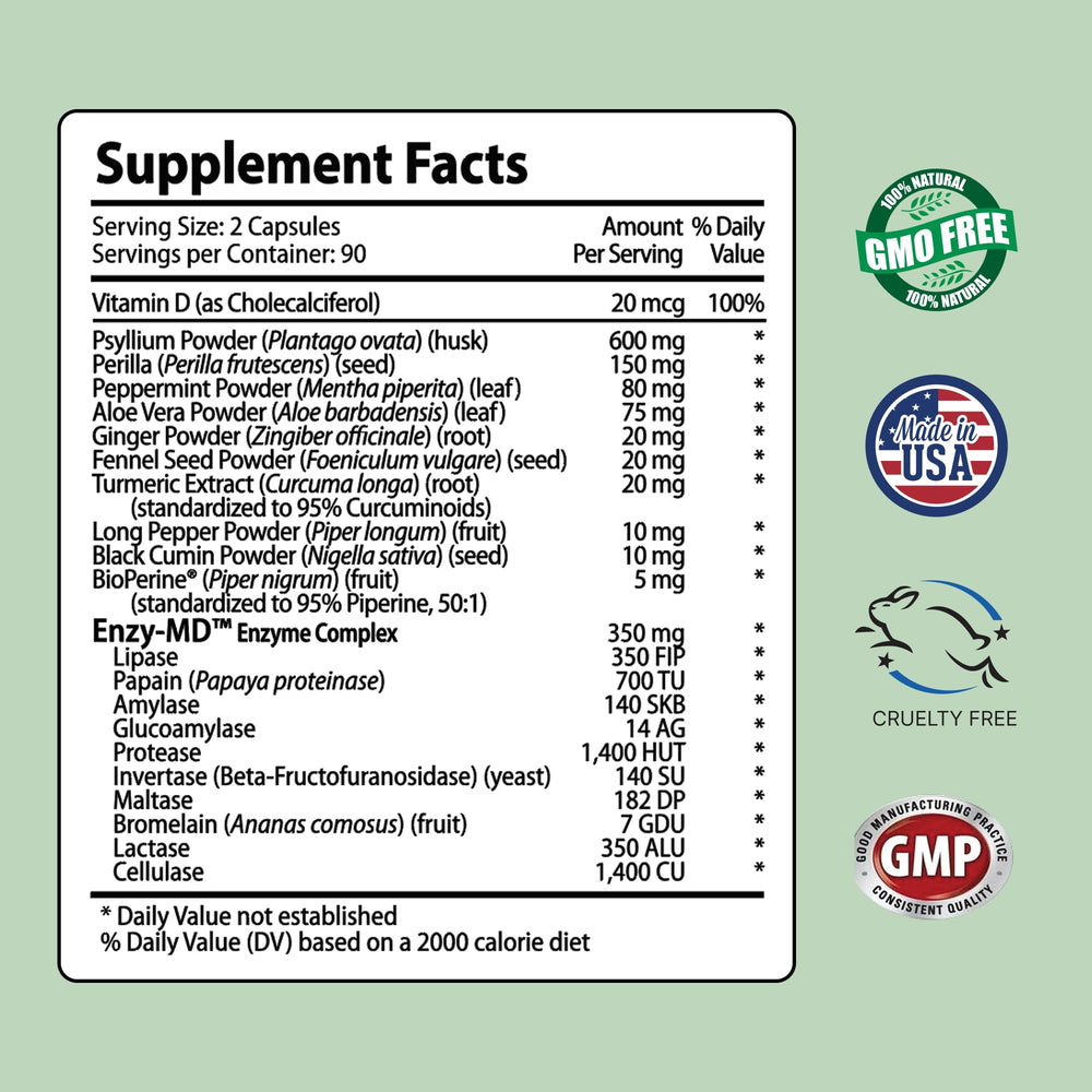 Back view of IBS Clear bottle showing nutrition facts