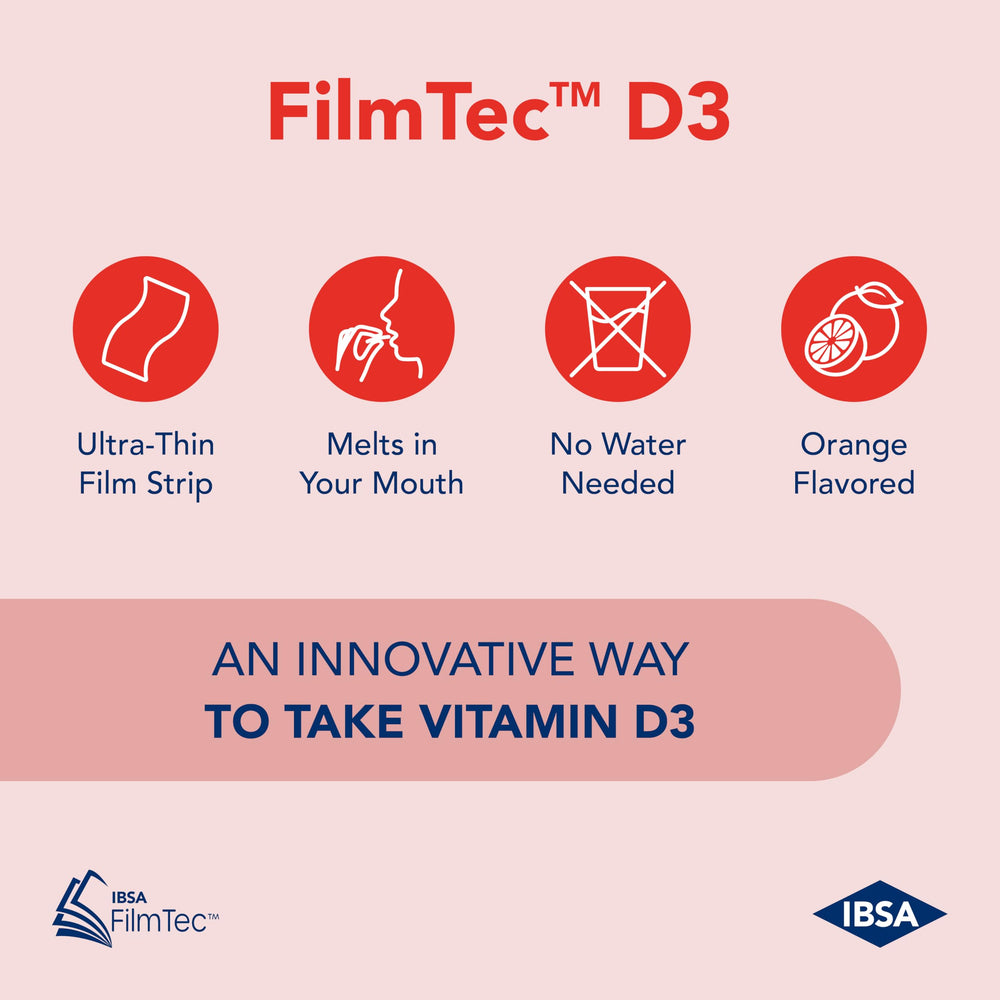Close-up of orange-flavoured Vitamin D3 oral dissolving film