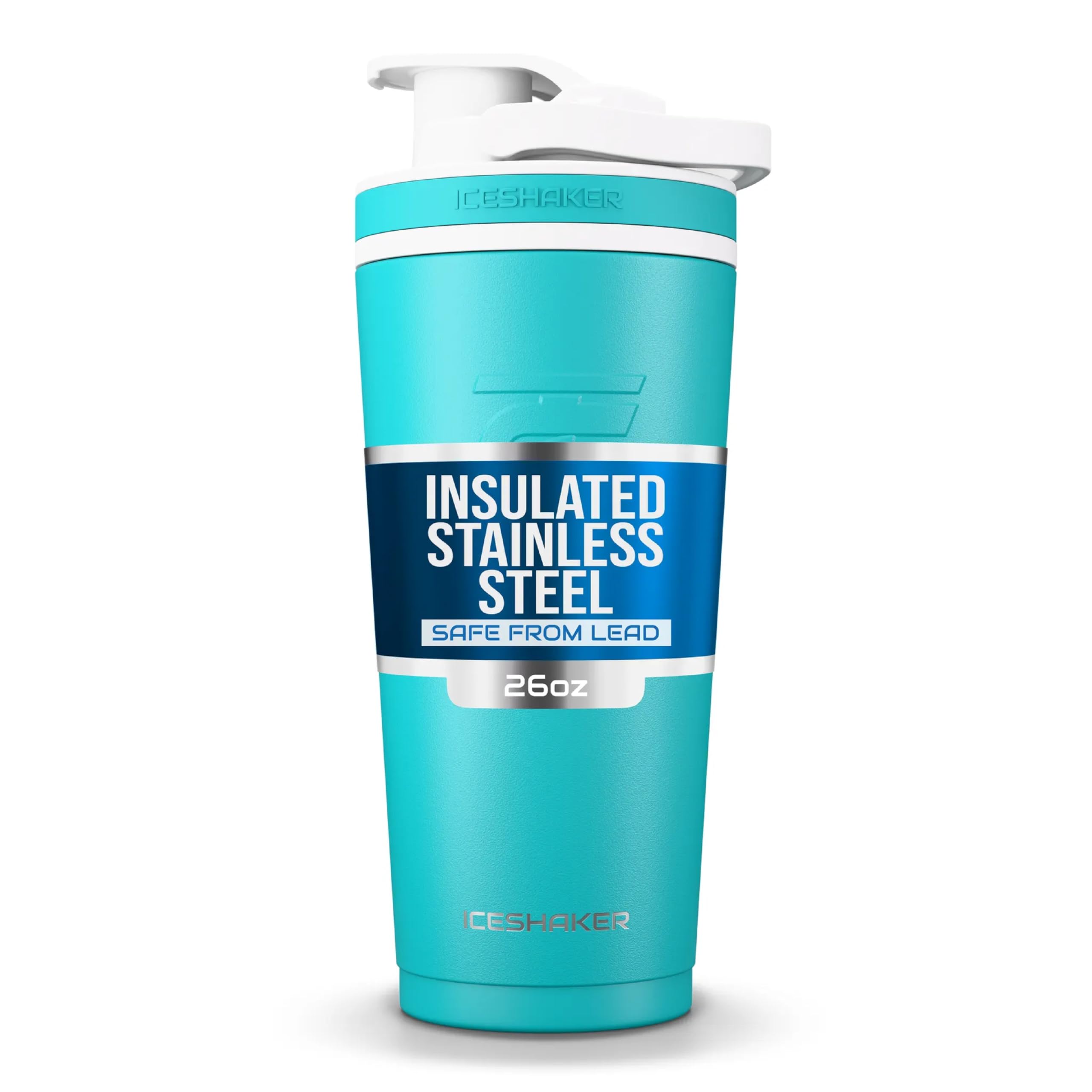 Ice Shaker Caribbean 26oz front view highlights durable, portable hydration