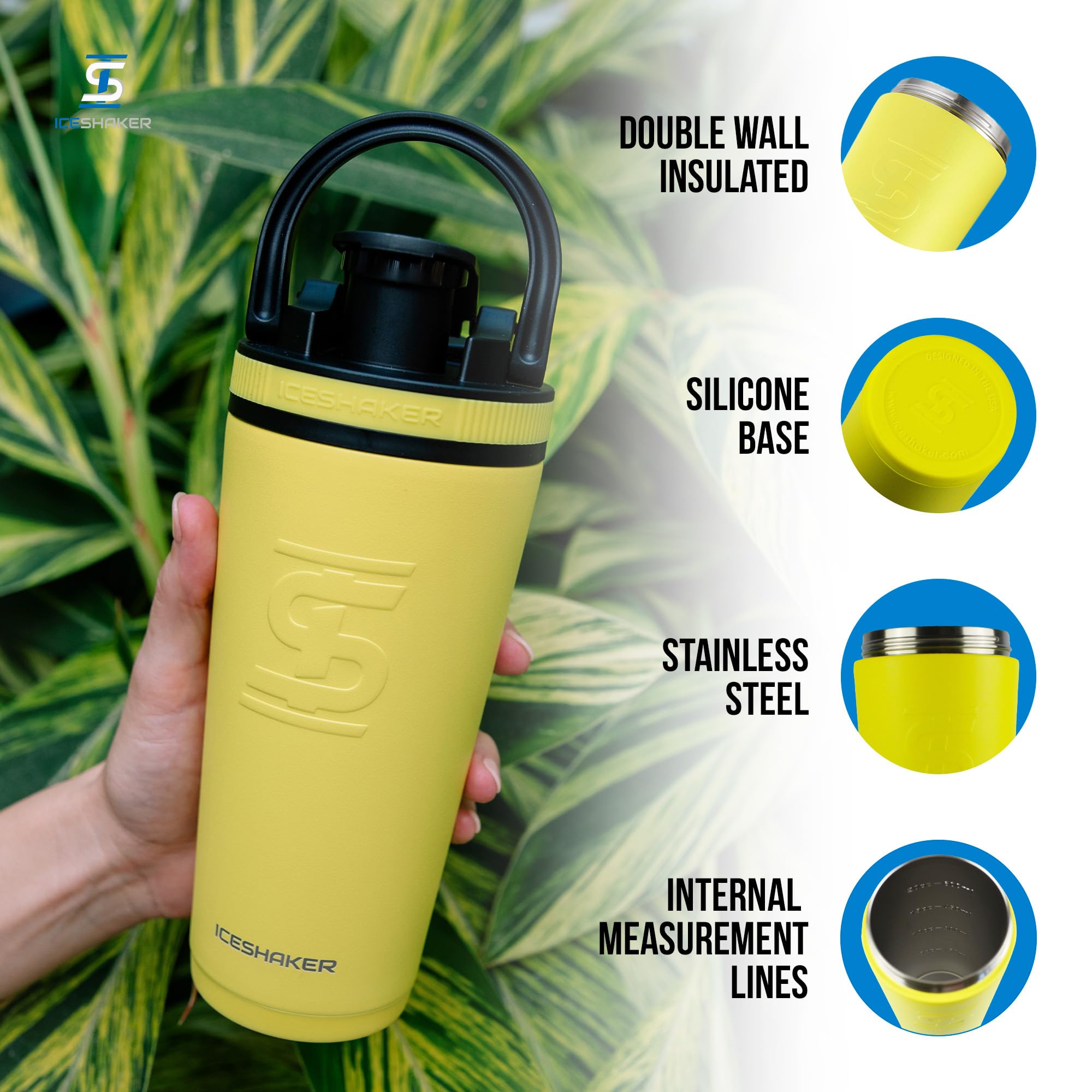 Ice Shaker internal measurement lines close-up aids precise mixing
