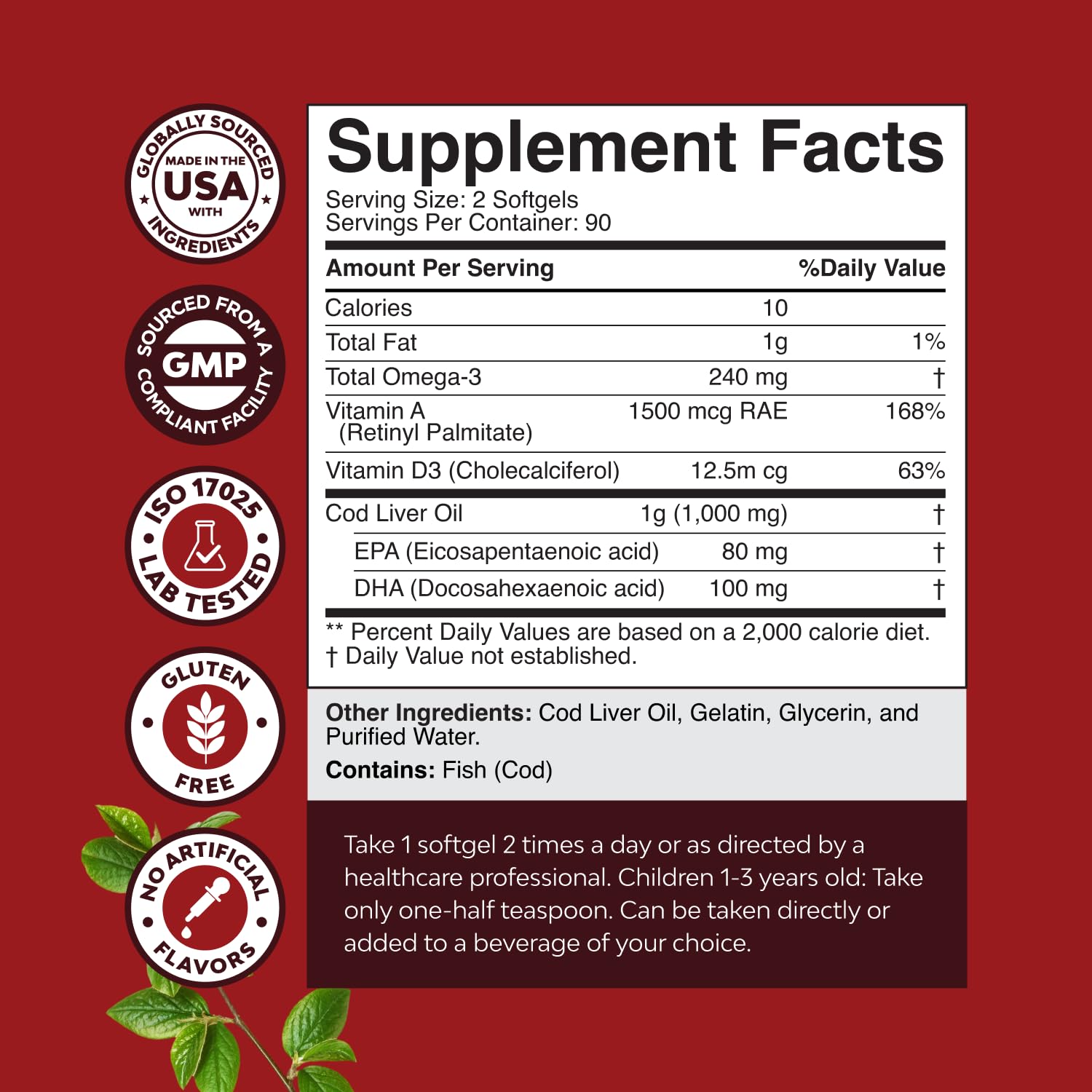 Close-up of softgels bottle label showing EPA and DHA
