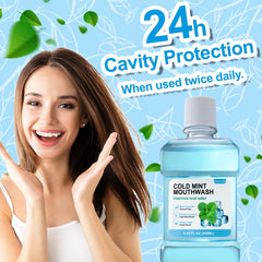 ICY Mint Mouthwash bottle with mint label