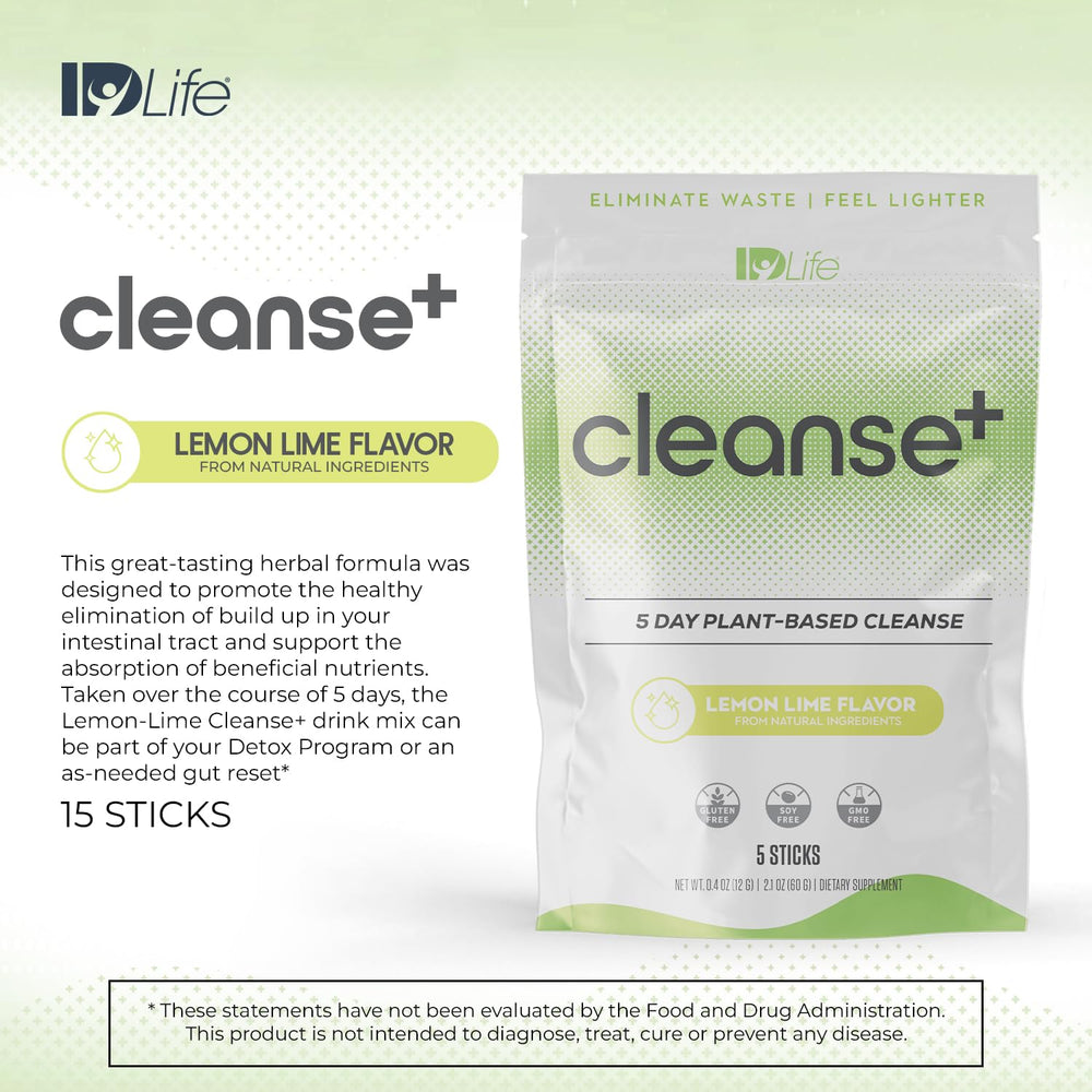 Five-day Cleanse+ program layout with five sticks per bag