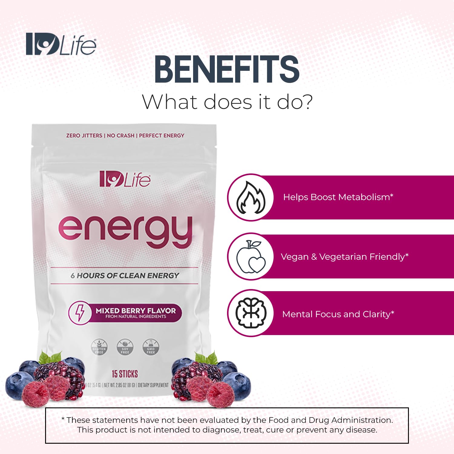 IDLife Energy mixed berry drink in glass ready to energize workouts.