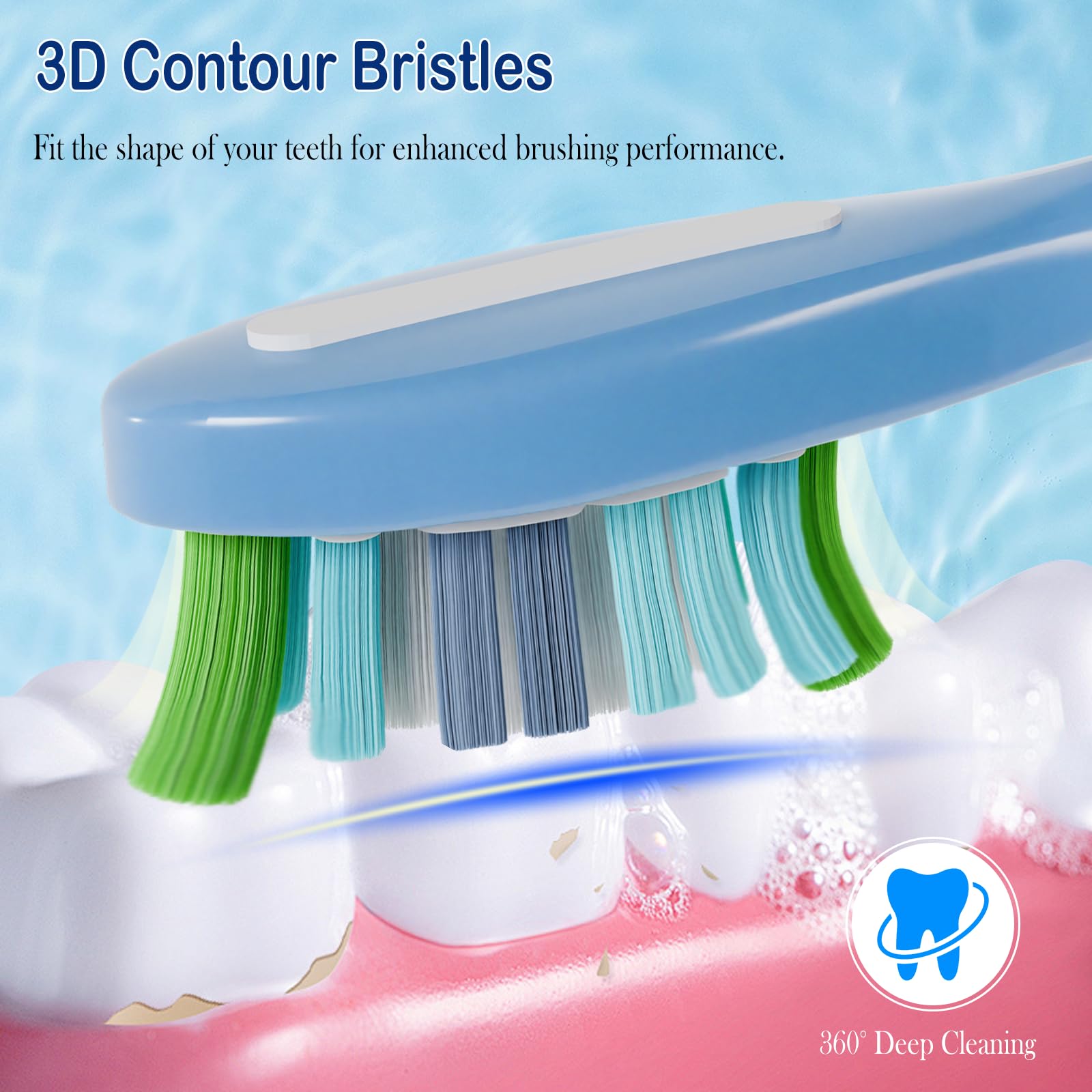 DuPont bristles designed for whitening and deep cleaning
