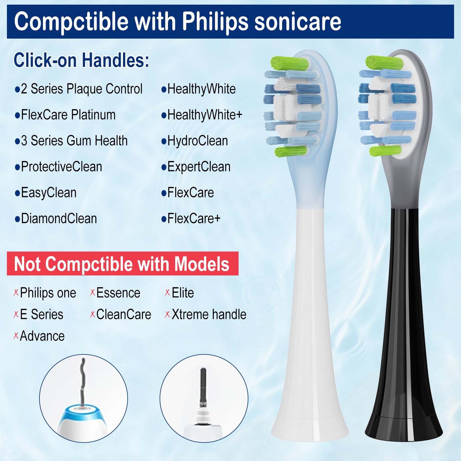 Protective cap included for hygienic storage of replacement heads