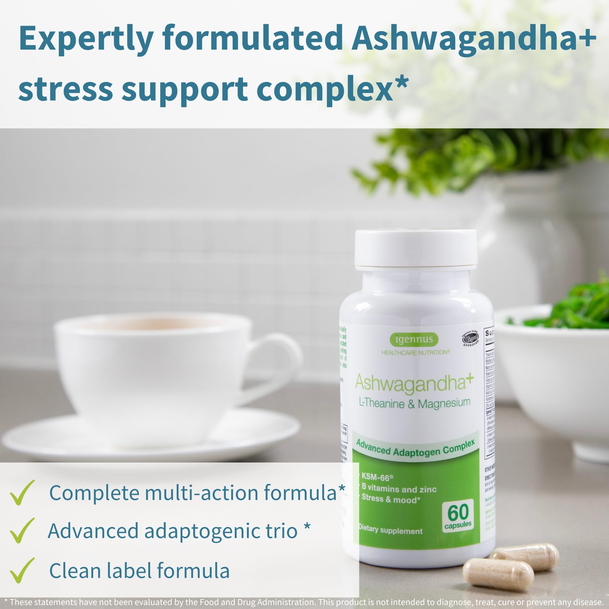 Close-up of KSM-66 ashwagha root extract capsule