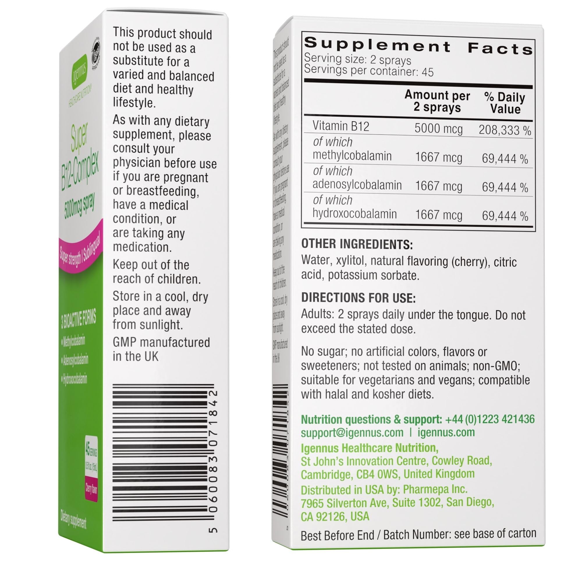 Natural cherry flavor imagery for Igennus B12 spray