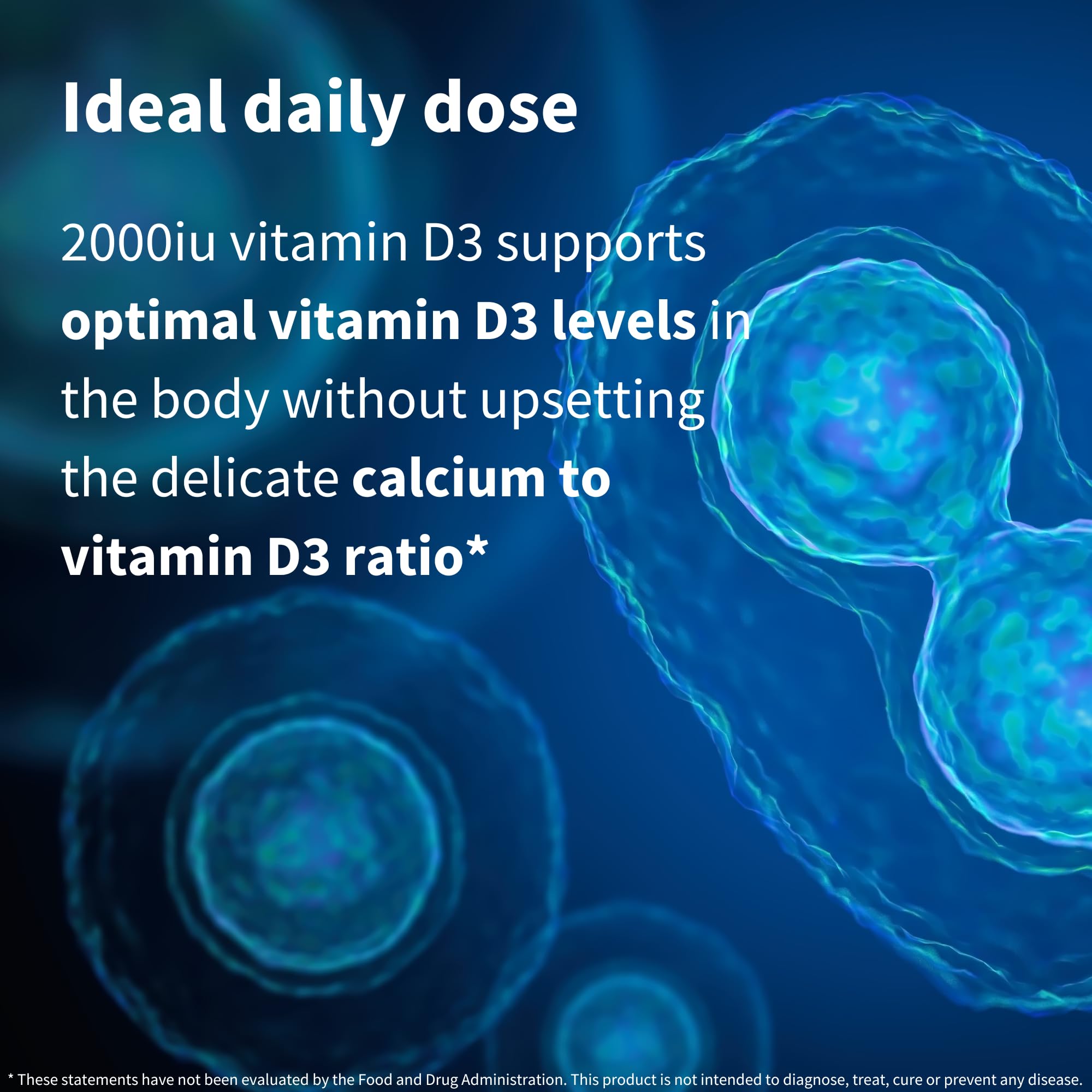 Multiple small Vitamin D3 tablets showing daily dose