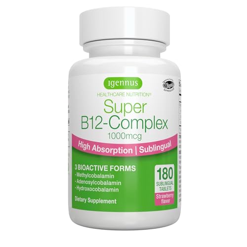 Igennus Sublingual B12 1000mcg – three active forms (methylcobalamin, adenosylcobalamin, hydroxocobalamin)
