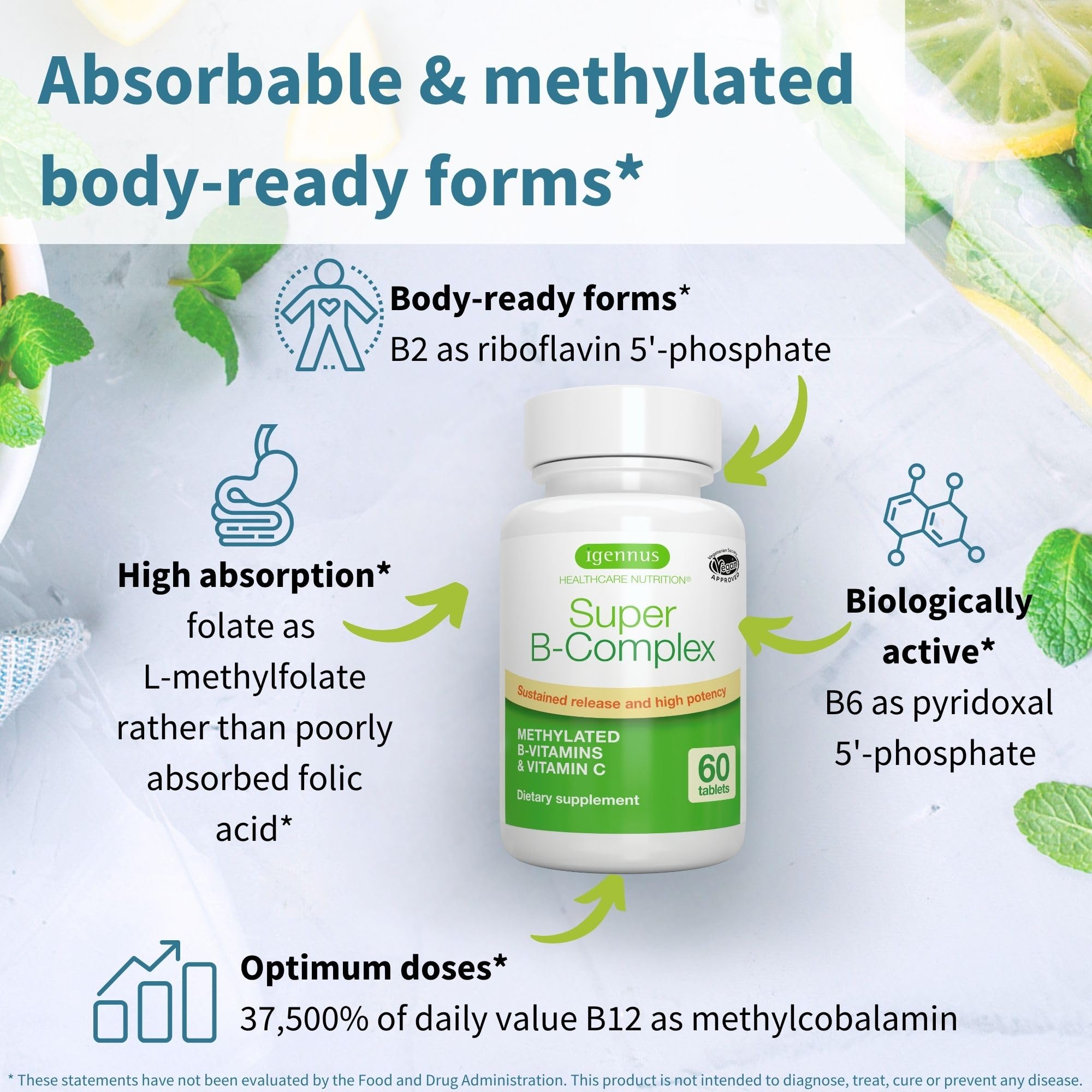 Packaging showing vegan, non-GMO and lab-verified claims